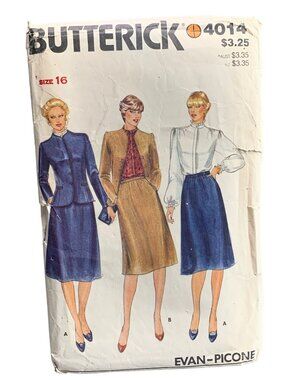 Butterick 4014 Evan-Picone Sewing Pattern Misses' Jacket Shirt Skirt Size 16